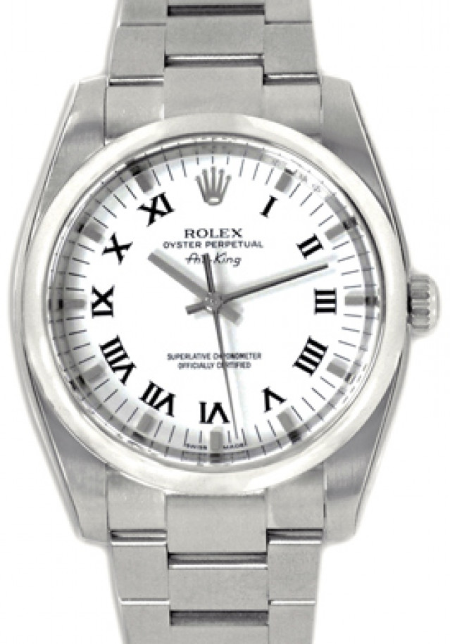 Rolex 114200 Steel on Oyster White with Black Roman & Silver Index